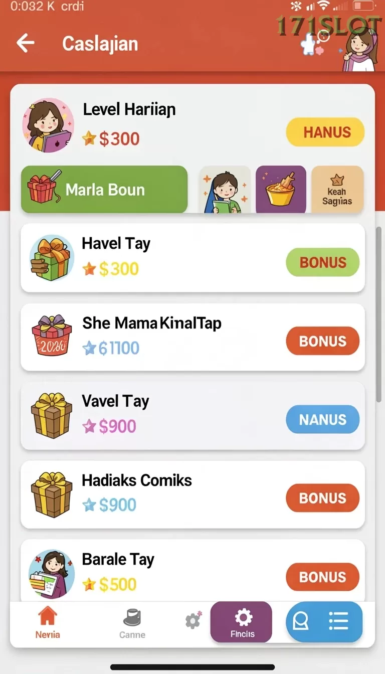 Cuplikan layar JUTA7 — menu navigasi
